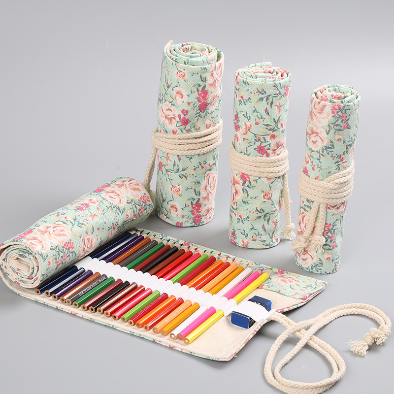 Pen Pouch Roll - Estuche enrollable de lona Floral con