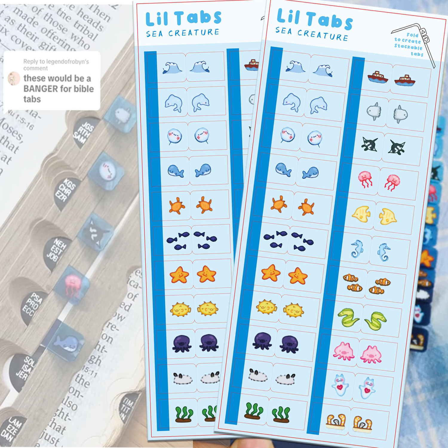 Index Tab Divider - Pestañas adhesivas Sea Creature Lil Tab,