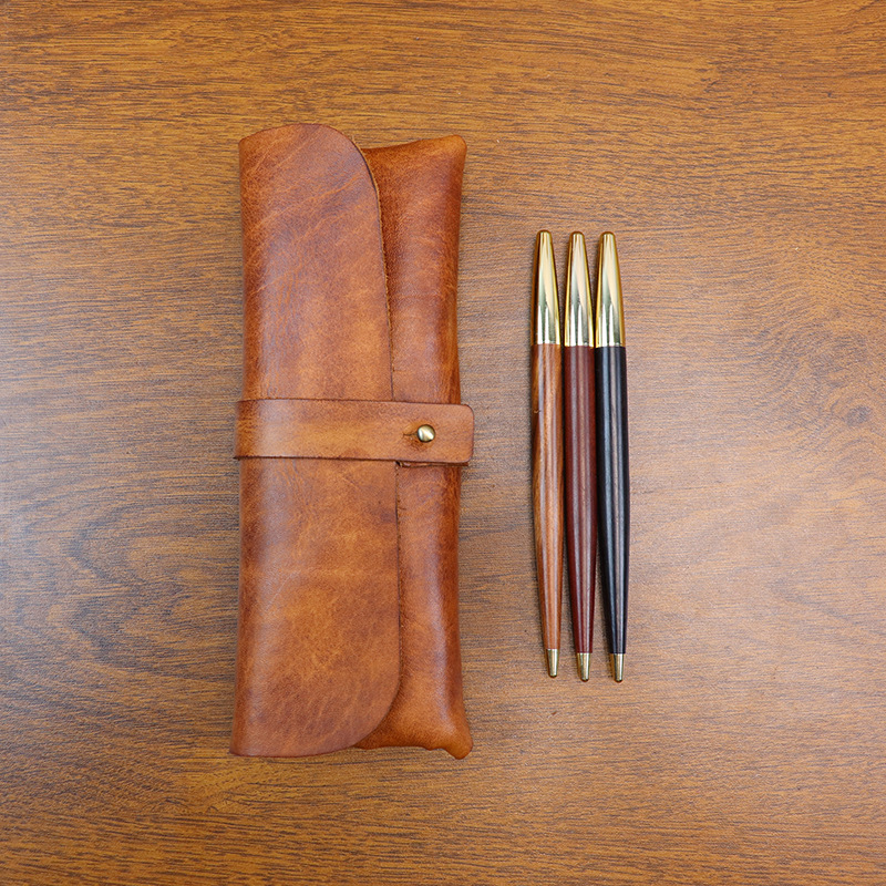 Tan Stationery & Office Supply - Cartera larga de cuero curtido vegetal